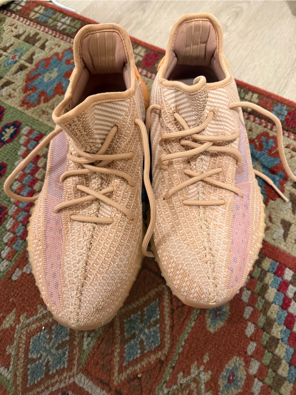 adidas Men's Knit Sneakers - Tan and Pink